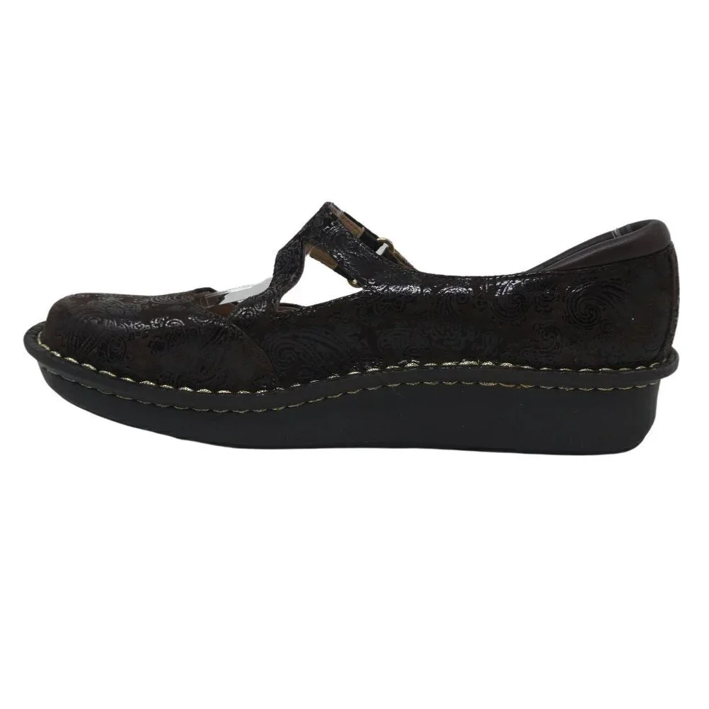 Alegria Jil-562 Mary Jane Brown Leather Paisley Comfort Shoes Womens EU 40 US 10